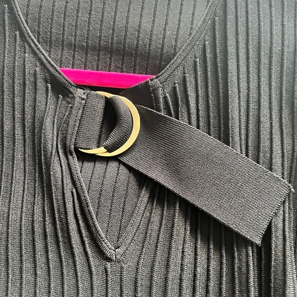 NWOT Maje black ribbed v neck long sleeve top - Picture 4 of 8